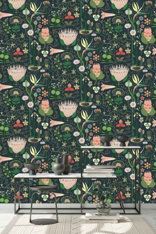 Flowering Plants - Dark | Wallpaper in Wall Treatments by Cara Saven Wall Design. Item made of paper