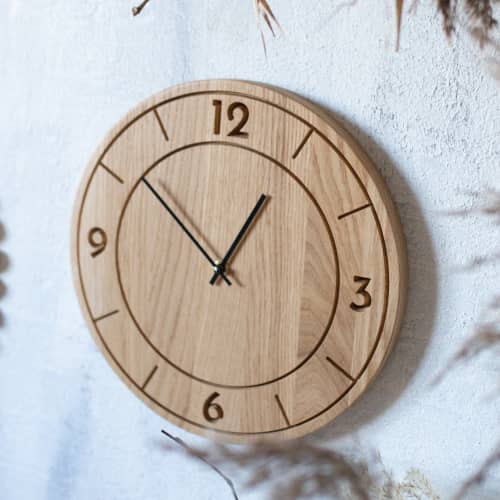 Oak Wood Wall Clock OSKARS | Decorative Objects by DABA. Item composed of oak wood compatible with minimalism and contemporary style