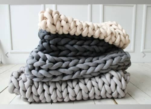 40"×60" Cotton-filled blankets | Linens & Bedding by Knit Like A Boss. Item composed of cotton