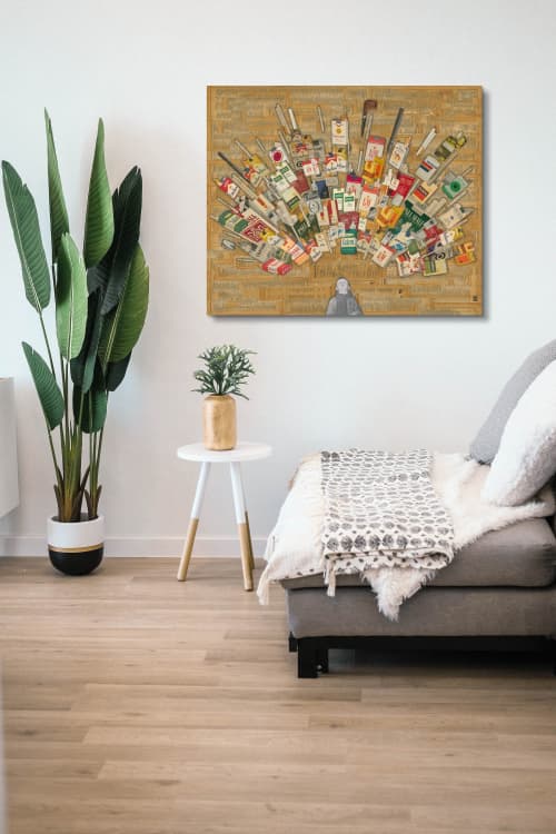Nicotine Dreams | Mixed Media by Glen Gauthier. Item composed of paper in mid century modern or contemporary style