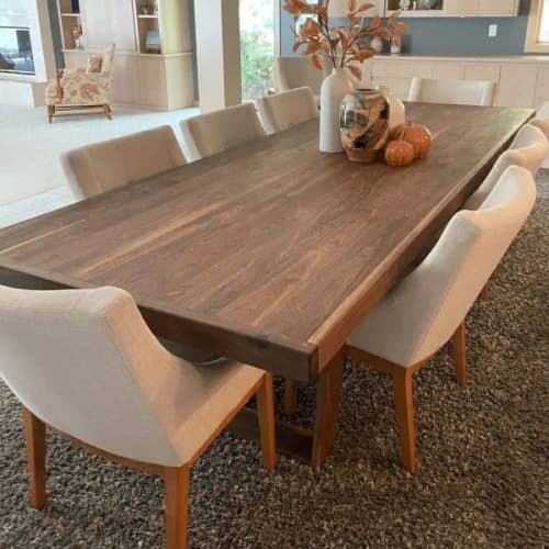Harper Modern | Dining Table in Tables by Lumber2Love. Item composed of oak wood and steel in mid century modern or contemporary style