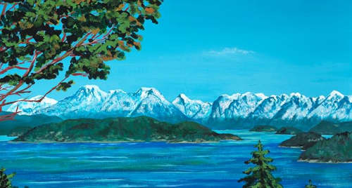 Winter Solstice Desolation Sound British Columbia 24x30 | Oil And Acrylic Painting in Paintings by Peter N Van Giesen. Item made of synthetic
