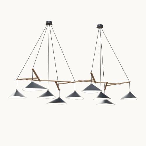 Emily Group of Nine Pendant Light – White Semi-Matte | Pendants by MOSS Objects. Item made of oak wood & steel compatible with contemporary and modern style