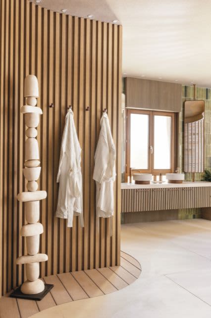 Vertical stackable totem sculpture in white | Sculptures by Ingrid Vermulst by Studio Wild Orange | CASA DECOR 2026 in Madrid