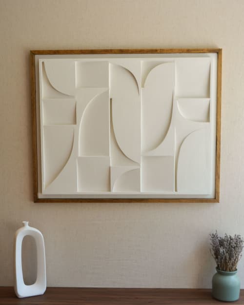No. 102 Japandi Plaster Wall Relief - Scandinavian Decor | Wall Sculpture in Wall Hangings by Joseph A