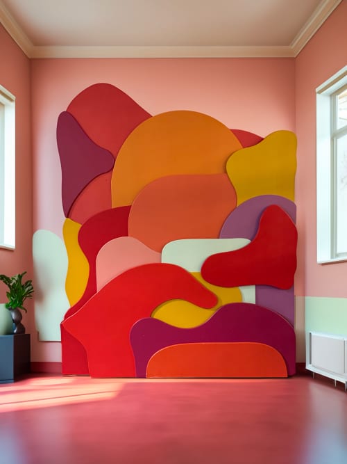 Bold Desert Sunset-Inspired 3D Photo Backdrop for Events & I | Public Sculptures by Blaise Danio. Item made of synthetic