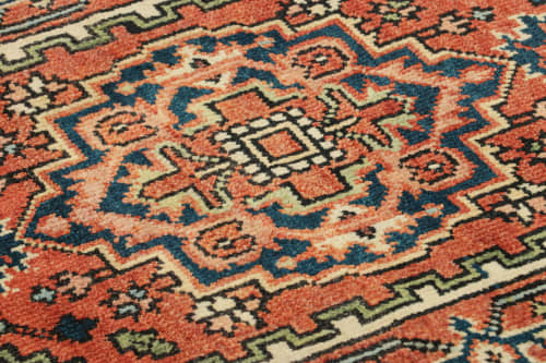 Rug & Kilim’s Heriz Style Rug in Red and Pink with Medallion | Area Rug in Rugs by Rug and Kilim