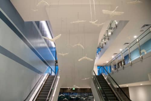 Migrating Cranes | Sculptures by KevinBoxStudio | The Shops at Clearfork in Fort Worth. Item composed of aluminum