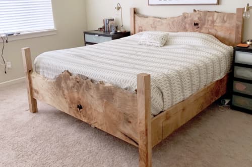 Live Edge Maple Bed w/ Storage | Beds & Accessories by Beneath the Bark. Item made of maple wood