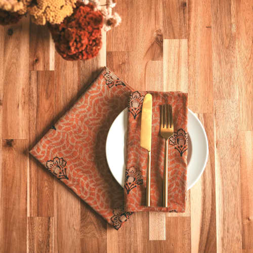 Floral Cloth Napkins | Omelia Set of 4 | Linens & Bedding by ichcha. Item made of cotton works with boho & country & farmhouse style