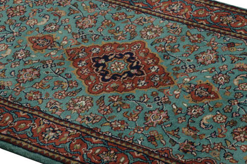 Rug & Kilim’s Kashan Runner Rug in Red and Blue | Area Rug in Rugs by Rug and Kilim