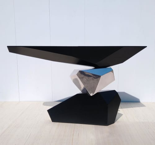 Serenity Console Table in mirror-polished stainless steel | Tables by Duffy London. Item made of steel