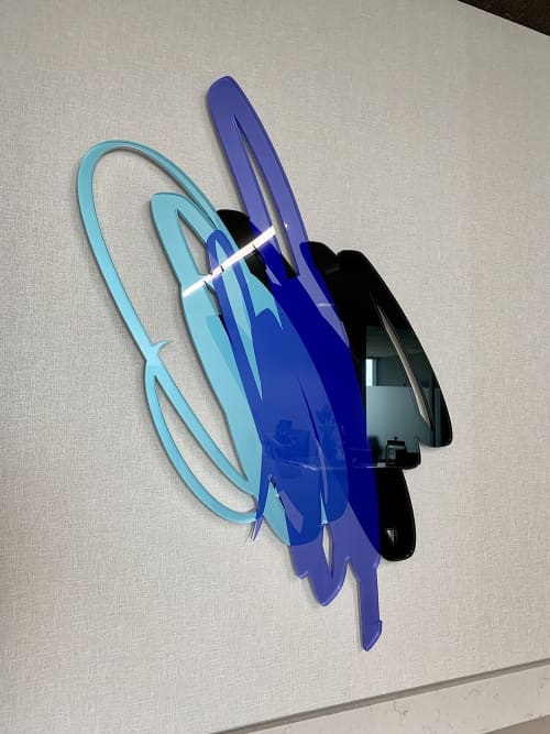 Triple Scribble (Blue) Wall Sculpture | Wall Hangings by Ryan Coleman. Item made of synthetic