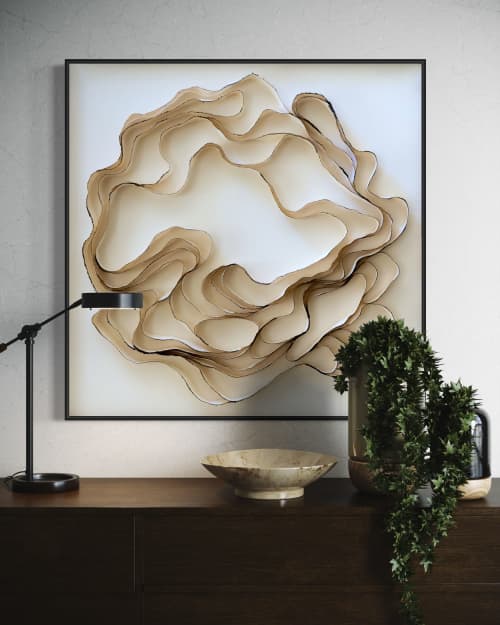 Fiber Art Wall Sculpture / Minimalist Art | Wall Hangings by Stef Shock. Item made of cotton with glass works with boho & contemporary style