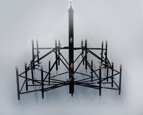 Metal Sticks by Prestige Chandelier | Chandeliers by Custom Lighting by Prestige Chandelier. Item works with contemporary & eclectic & maximalism style