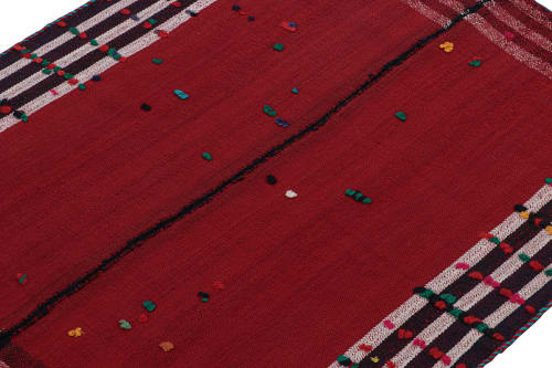 Vintage Persian Kilim in Red, White & Black, Panel Style | Area Rug in Rugs by Rug and Kilim