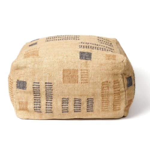 Wheat Handloom Jute Cotton Floor Pouf Cover | Pillows by Studio Variously