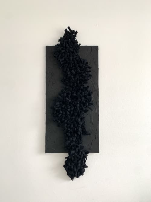 "Sonder" mixed media monochrome black | Wall Sculpture in Wall Hangings by Rebecca Whitaker Art. Item composed of canvas