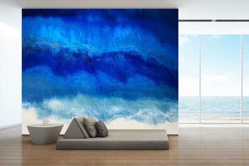 Surf's Up Wallpaper Mural | Murals by MELISSA RENEE fieryfordeepblue  Art & Design. Item composed of synthetic compatible with contemporary and coastal style
