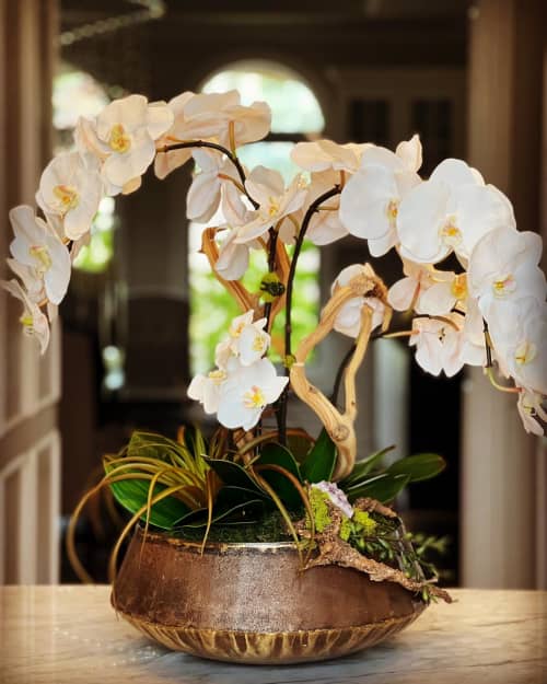 Silk Floral Arrangement | Floral Arrangements by Fleurina Designs. Item composed of wood & ceramic