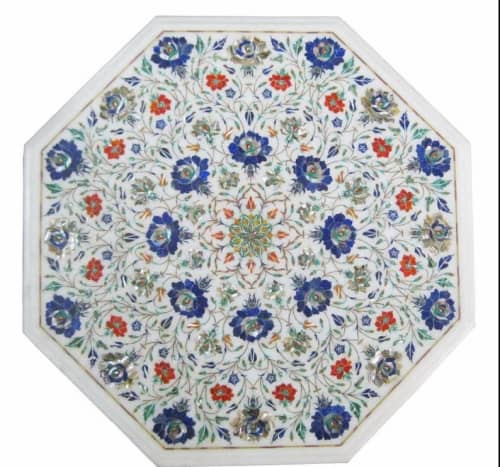 white marble table, coffee table, end table, tabletop | Tables by Innovative Home Decors. Item made of marble works with country & farmhouse & art deco style