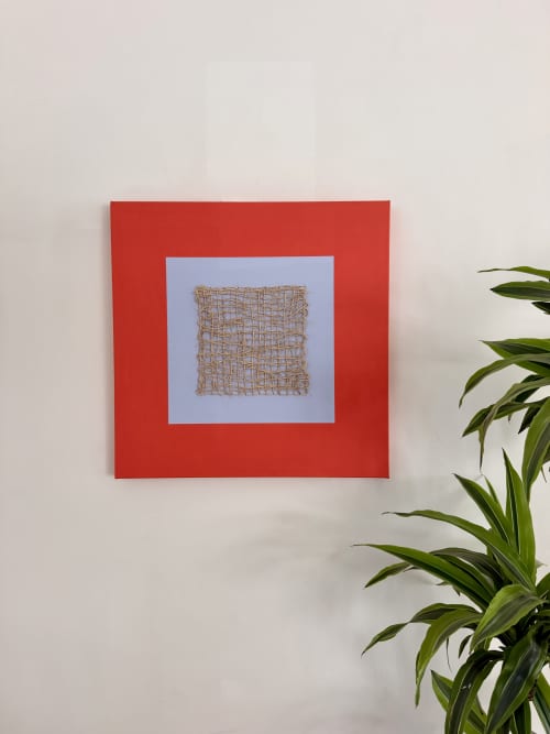 Desert Poppies Mixed Media Weaving | Tapestry in Wall Hangings by Sarah Lawrence. Item made of canvas with fiber works with minimalism & contemporary style