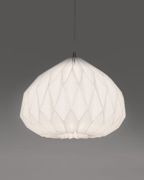 Modern Pendant Lamp - Linen Lampshade - UME LAMP | Pendants by La Loupe. Item made of linen works with mid century modern & contemporary style