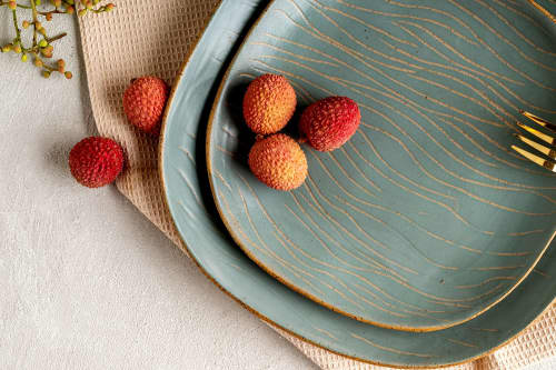 Blue Ceramic Dinnerware | Plate in Dinnerware by ShellyClayspot. Item composed of stoneware