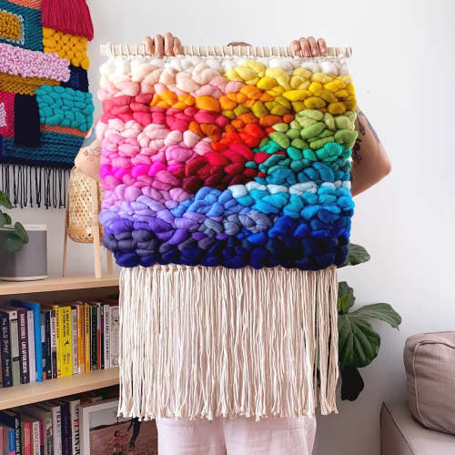 Rainbow woven wall hanging new arrivals