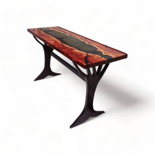 Red Gum Resin River Console | Console Table in Tables by Lumberlust Designs. Item composed of steel and synthetic