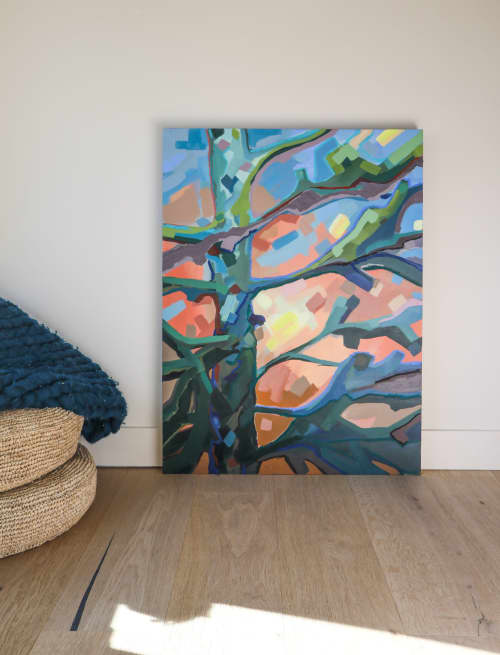 Tree Dance | Oil And Acrylic Painting in Paintings by Inese Westcott. Item composed of canvas & synthetic compatible with contemporary style