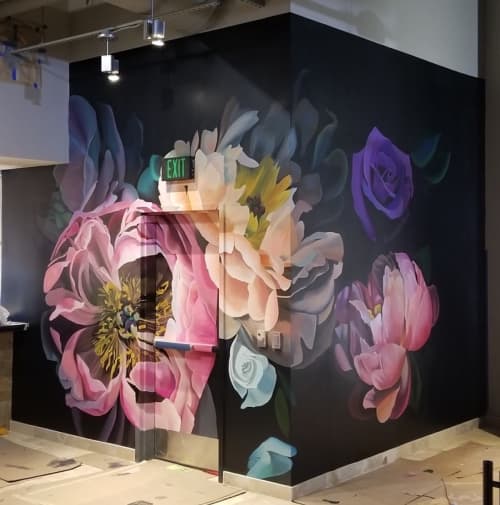 Bloom by Nora Bruhn (Konorebi) at Pinstripes, San Mateo Wescover Murals