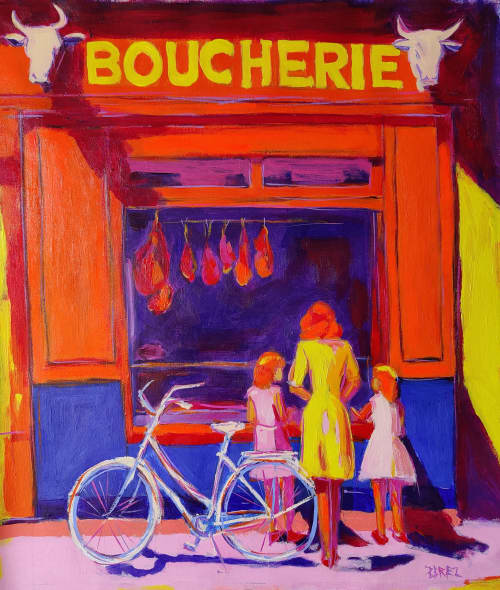 The Butcher Shop | Oil And Acrylic Painting in Paintings by Berezart. Item composed of canvas compatible with contemporary and urban style