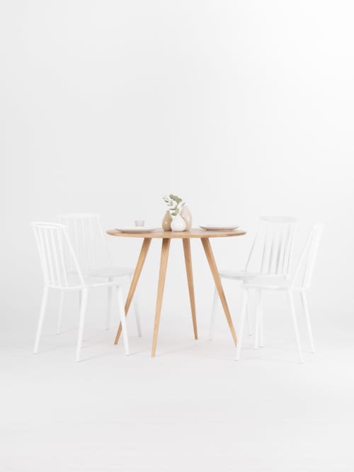 Round wooden table, kitchen table made of solid oak | Dining Table in Tables by Mo Woodwork. Item composed of oak wood in minimalism or mid century modern style
