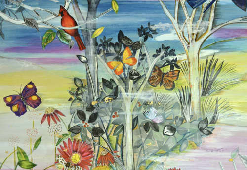 Butterfly Floral | Mixed Media in Paintings by Victrola Design / Victoria Corbett Art