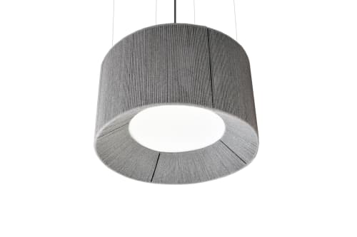 Yarn 80 Grey Light fixture Custom | Chandeliers by ADAMLAMP. Item made of cotton with steel works with minimalism & mid century modern style