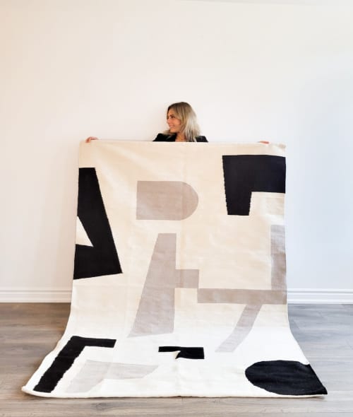 Valeria Handwoven Black and Taupe Area Rug | Rugs by Mumo Toronto. Item made of wool