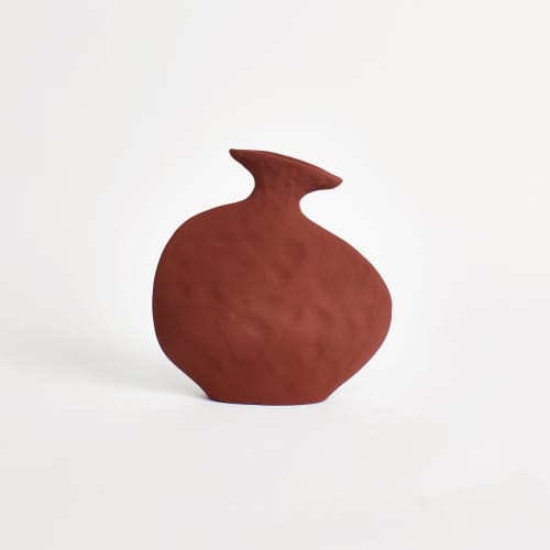Flat Vase | Vases & Vessels by Project 213A. Item composed of stoneware compatible with contemporary style