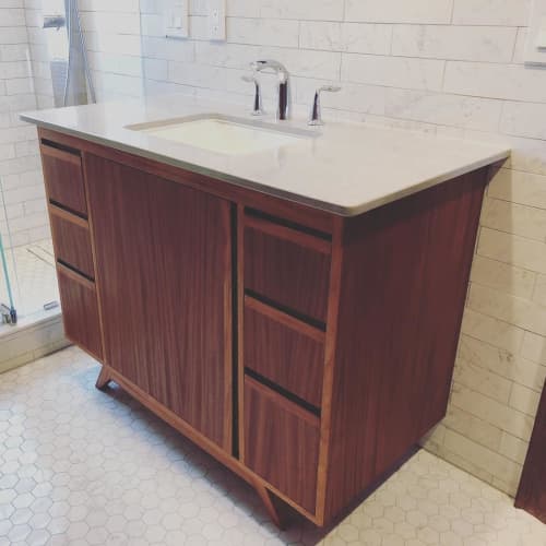 MCM Vanity | Countertop in Furniture by Blak Haus Furniture. Item made of wood with concrete