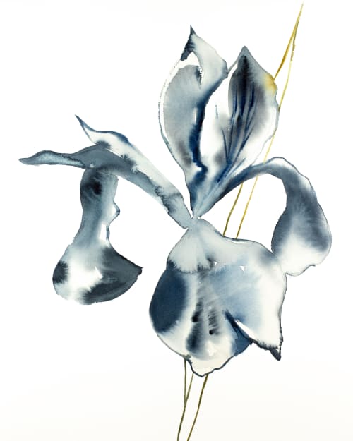 Iris No. 87 : Original Watercolor Painting | Paintings by Elizabeth Becker. Item composed of paper compatible with minimalism and contemporary style