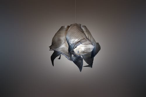 Handpainted Fabric Pendant Light Nebula 60cm by Studio Mirei | Pendants by Costantini Design. Item composed of fabric in minimalism or contemporary style