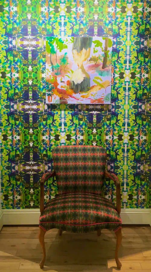 Johnny DeFeo Green Deer Wallpaper | Wall Treatments by Johnny DeFeo | Visions West Contemporary in Denver. Item made of canvas with paper