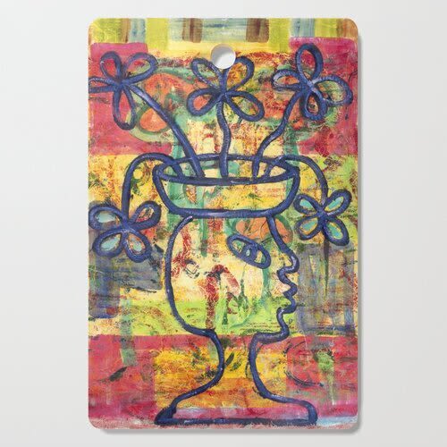 Woman with Flowers Cutting Board | Serveware by Pam (Pamela) Smilow. Item composed of wood