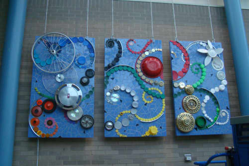 Green Spirals | Public Mosaics by Stacia Goodman Mosaics. Item composed of metal and ceramic
