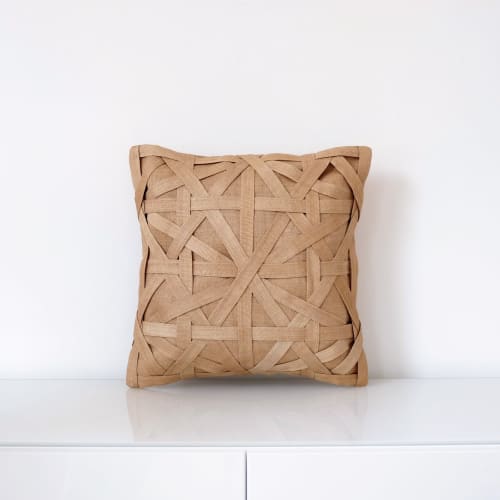 Diamond Large Weave Cushion Cover - Camel | Pillows by Kubo. Item composed of fiber