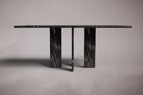 Luna Rectangular Alexander Black Marble Dining Table | Tables by HamamDecor LLC. Item made of marble works with mediterranean & modern style