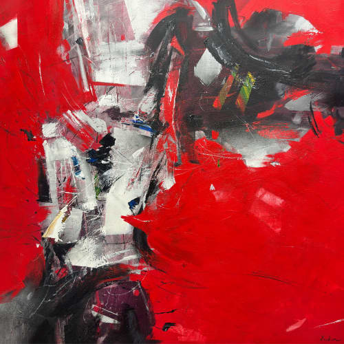 RED VERTIGO acrylic abstract painting | Oil And Acrylic Painting in Paintings by Anastasiia Krykun. Item composed of wood and canvas in minimalism or contemporary style