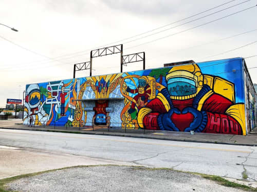 McDiggity Mural | Street Murals by Mario E. Figueroa, Jr. (GONZO247) | Houston Graffiti Building in Houston. Item made of synthetic