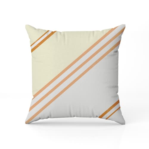 Rust Striped Pillow Cover |  Beige, White, and Rust Pillow | Pillows by SewLaCo. Item made of cotton