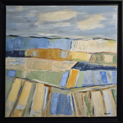 l'eveil des collines | Oil And Acrylic Painting in Paintings by Sophie DUMONT.. Item made of wood & canvas compatible with minimalism and contemporary style